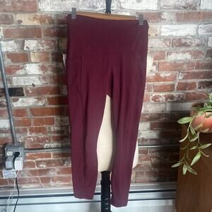 90 Degrees by Reflex Maroon Workout Athletic Leggings Size XS